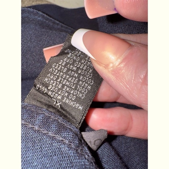 Y2K Anchor Blue Men's XL Denim Button-Up Shirt Dark Wash Long Sleeve - Picture 2 of 10